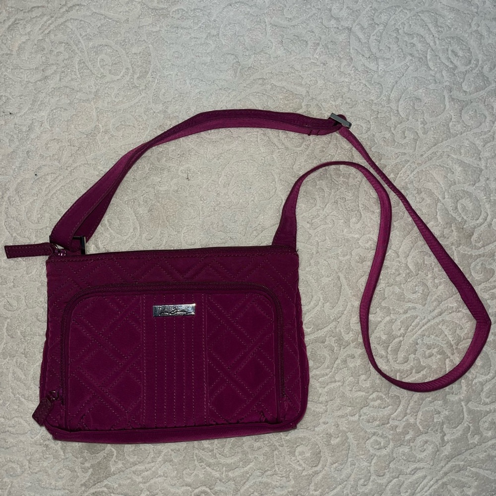 Purple/Burgundy Vera Bradley Pocketbook with Adjustable Strap